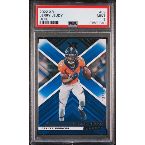 2022 Panini XR Jerry Jeudy Blue Parallel SP 182/199 Graded PSA 9 Mint - POP 1 - Picture 1 of 2